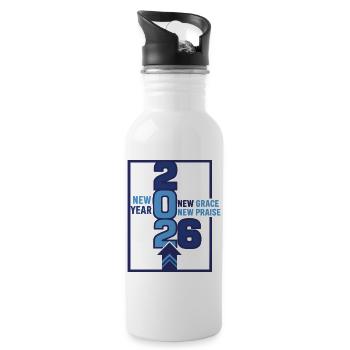 2026 New Year New Grace New Praise - Water bottle with straw - white - Right