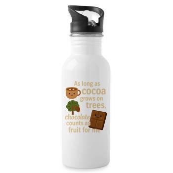 Le chocolat compte comme un fruit – drôle de dicton du cacao - Gourde avec paille intégrée - blanc - Droite