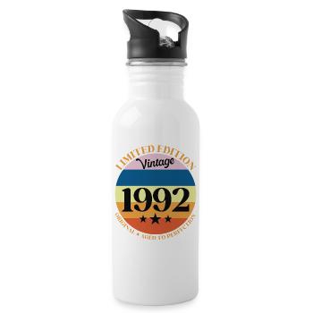 1992 Vintage Birthday Gift 92 - Water bottle with straw - white - Right