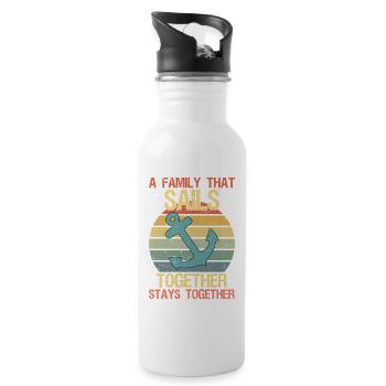 a family that sails together stays together Sail - Trinkflasche mit integriertem Trinkhalm - Weiß - Rechts