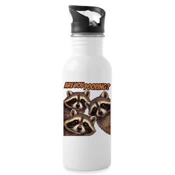 Lustiges Waschbär-Trio – Machst du - Trinkflasche mit integriertem Trinkhalm - Weiß - Rechts