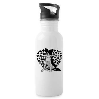 Border Collie Hundeliebhaberherz Süßes Haustierbesitzer-Geschenk - Trinkflasche mit integriertem Trinkhalm - Weiß - Rechts