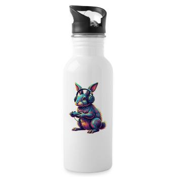 Rabbit Games Animal Video Games Fun - Water bottle with straw - white - Right