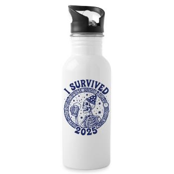 I Survived 2025 Skeleton New Year's Eve - Water bottle with straw - white - Right