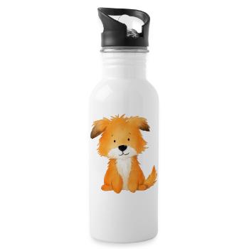 Dog Friend – Sweet and Cute Illustration - Water bottle with straw - white - Right