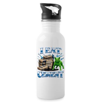 I Eat Cement I Eat Cement Cat - Water bottle with straw - white - Right