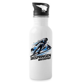 Ski Jumping Winter Sports Mountains Action - Water bottle with straw - white - Right