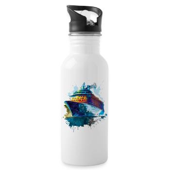 Kreuzfahrtschiff-Illustration Ozeanreisen - Trinkflasche mit integriertem Trinkhalm - Weiß - Rechts