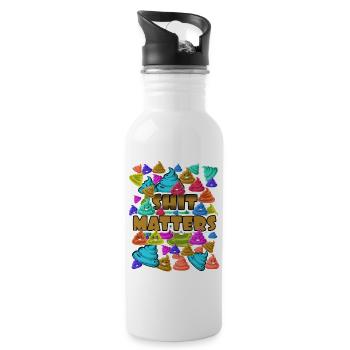 Colorful Emoticon Poo Message: Shit Matters! - Water bottle with straw - white - Right