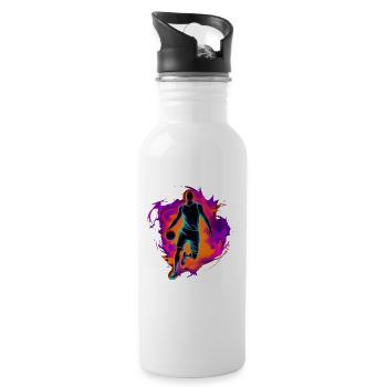 Basketball Player Retro Look - Water bottle with straw - white - Right