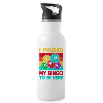 Bingo Game I Paused To Be Here Bingo - Water bottle with straw - white - Right