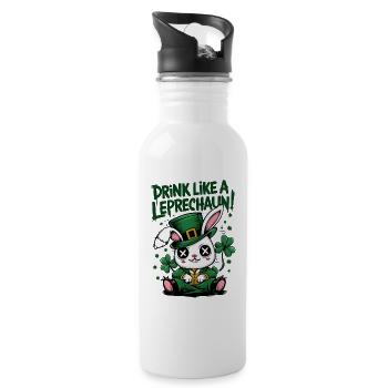 Lutin Léprechaun Buveur Bunny La Saint-Patrick - Gourde avec paille intégrée - blanc - Droite