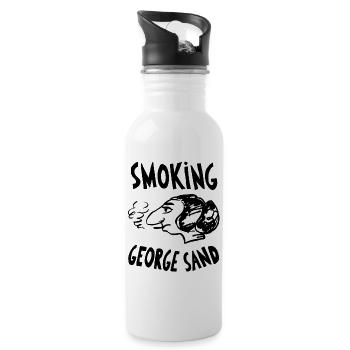 George Sand Smoking Caricature - Water bottle with straw - white - Right