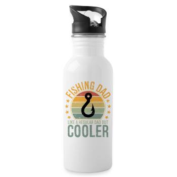 Fishing Dad Like Regular Dad But Cooler Father - Trinkflasche mit integriertem Trinkhalm - Weiß - Rechts