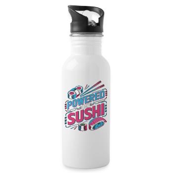 Sushi Powered By Sushi Japanese Food Enthusiast - Trinkflasche mit integriertem Trinkhalm - Weiß - Rechts