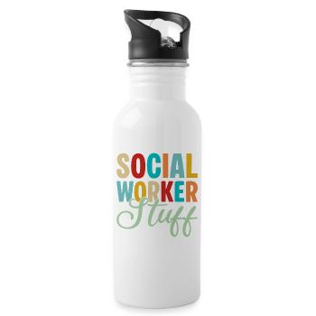 Social Worker Quote Stuff Social Work - Water bottle with straw - white - Right