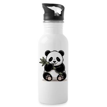 Panda with bamboo stick - Water bottle with straw - white - Right