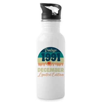 Birthday December 1991 Birthday Gift - Water bottle with straw - white - Right