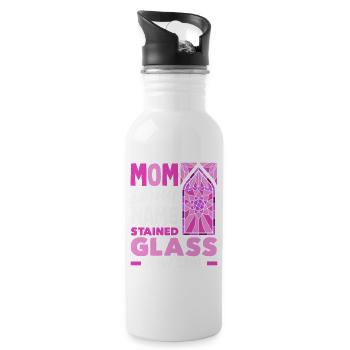 Stained Glass Art Stained Glass Artist - Water bottle with straw - white - Right