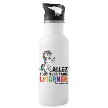 Licorner Rebel – hol euch alle, Licorner - Trinkflasche mit integriertem Trinkhalm - Weiß - Rechts