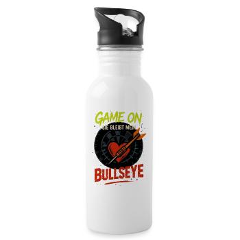 dart valentinstag bullseye, sie bleibt mein - Trinkflasche mit integriertem Trinkhalm - Weiß - Rechts