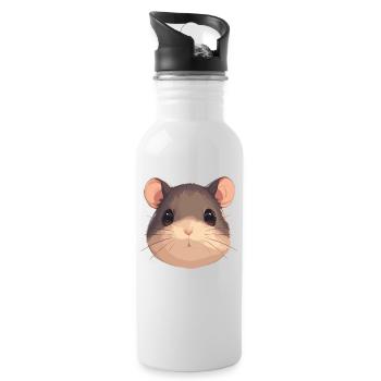 Ratten Ratte - Trinkflasche mit integriertem Trinkhalm - Weiß - Rechts
