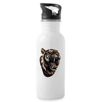 Saber-toothed tiger Smilodon Big cat Sabertooth tiger - Water bottle with straw - white - Right