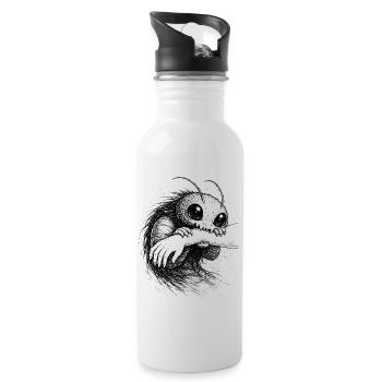 Creepy Cute Kreatur Illustration Dunkle Indie Art - Trinkflasche mit integriertem Trinkhalm - Weiß - Rechts