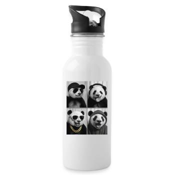 Panda - Trinkflasche mit integriertem Trinkhalm - Weiß - Rechts