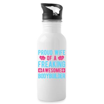 Motivation en forme : Fière épouse d’un bodybuilder cadeau - Gourde avec paille intégrée - blanc - Droite