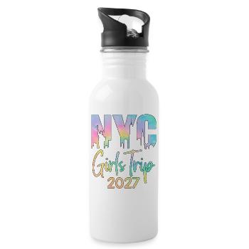NYC Girls Trip 2027 - Trinkflasche mit integriertem Trinkhalm - Weiß - Rechts