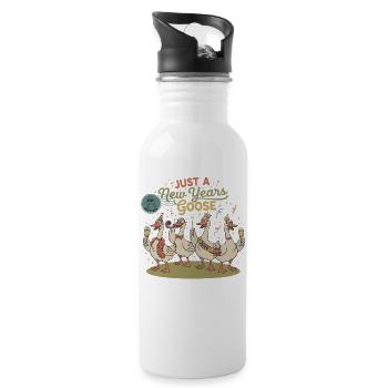 Nur ein Design zur Silvester-Gans 2026 - Trinkflasche mit integriertem Trinkhalm - Weiß - Rechts