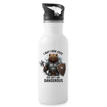 Krieger Bär mit Axt & Schild – Gefährlicher Bear - Water bottle with straw - white - Right