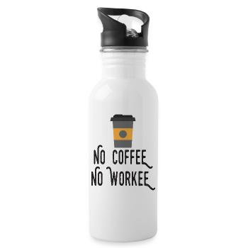 Kein Kaffee, kein Workee - Trinkflasche mit integriertem Trinkhalm - Weiß - Rechts