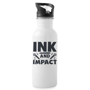 Poetry Slam Ink and Impact Slam Poetry - Water bottle with straw - white - Right