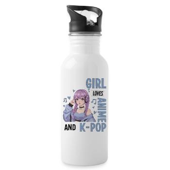 Just A Girl Who Loves Anime And K-Pop - Trinkflasche mit integriertem Trinkhalm - Weiß - Rechts