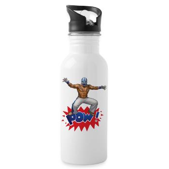 WRESTLER MAN – nette Leute - Trinkflasche mit integriertem Trinkhalm - Weiß - Rechts