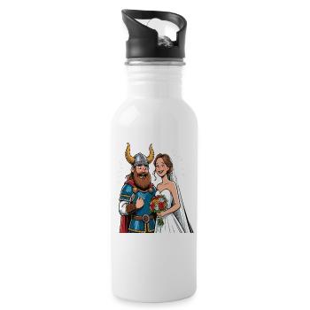 Mariage de la légende viking viking Sailor Odin Raven - Gourde avec paille intégrée - blanc - Droite