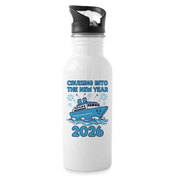 Cruising Into The New Year 2026 Celebration - Water bottle with straw - white - Right