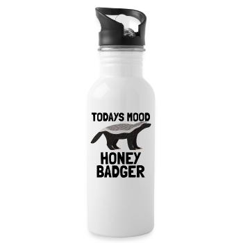 Honey Badger Today's Mood - Trinkflasche mit integriertem Trinkhalm - Weiß - Rechts