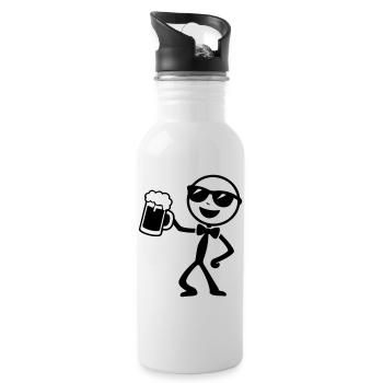 Bräutigam Strichmännchen Jga - Trinkflasche mit integriertem Trinkhalm - Weiß - Rechts
