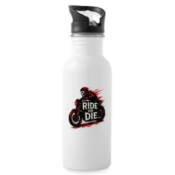 Ride or Die - Moto - Biker - Water bottle with straw - white - Right