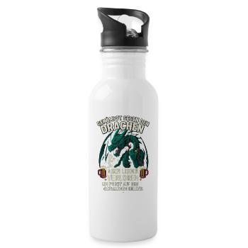 Dragon Fight Brother, Bachelor Party Beer Friends Fun - Water bottle with straw - white - Right