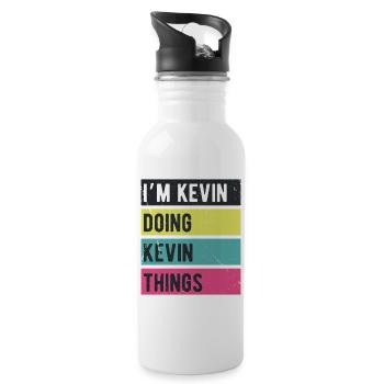 I’m Kevin Doing Kevin Things Retro Colors - Trinkflasche mit integriertem Trinkhalm - Weiß - Rechts