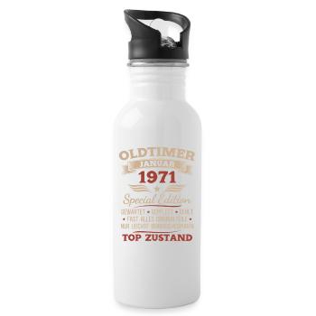 Cadeau pour le 55e anniversaire Voiture Classique janvier 1971 - Gourde avec paille intégrée - blanc - Droite