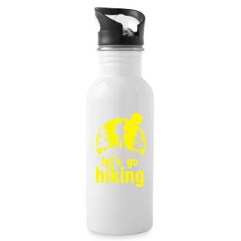 Let's go hiking mountaineer hiker silhouette - Water bottle with straw - white - Right