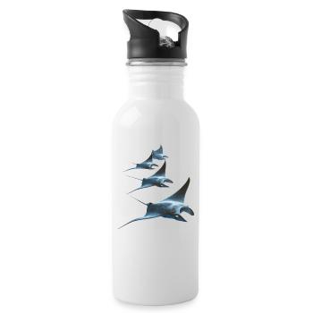 Manta Ray, Devil Ray, Stingray, Diver - Water bottle with straw - white - Right