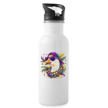 Mardi Gras Gans - Trinkflasche mit integriertem Trinkhalm - Weiß - Rechts