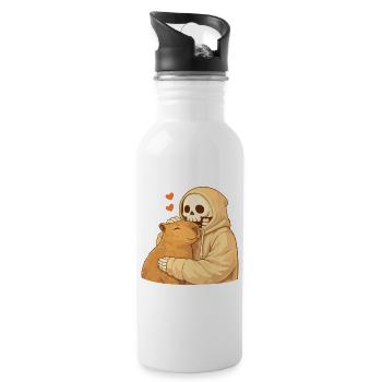 Cozy Skelett mit Capybara – Geborgenheit - Trinkflasche mit integriertem Trinkhalm - Weiß - Rechts