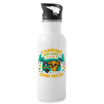 Camping Hundeliebe Urlaub, Geschenk Hundecamper - Trinkflasche mit integriertem Trinkhalm - Weiß - Rechts